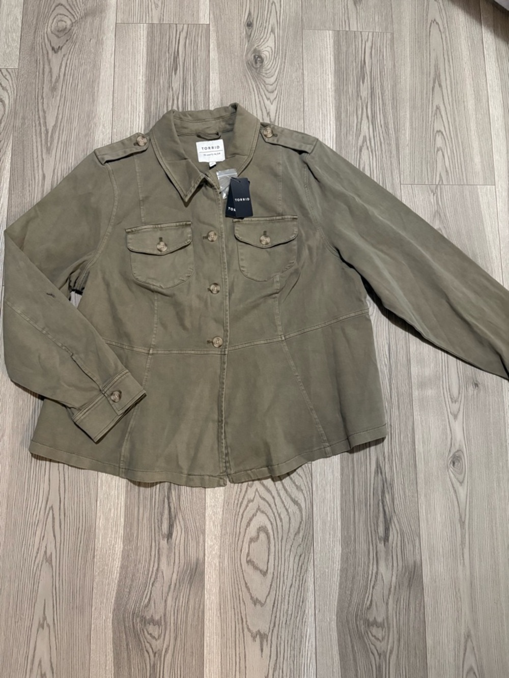 Torrid Peplum Olive Utility Jacket Size 3 NWT